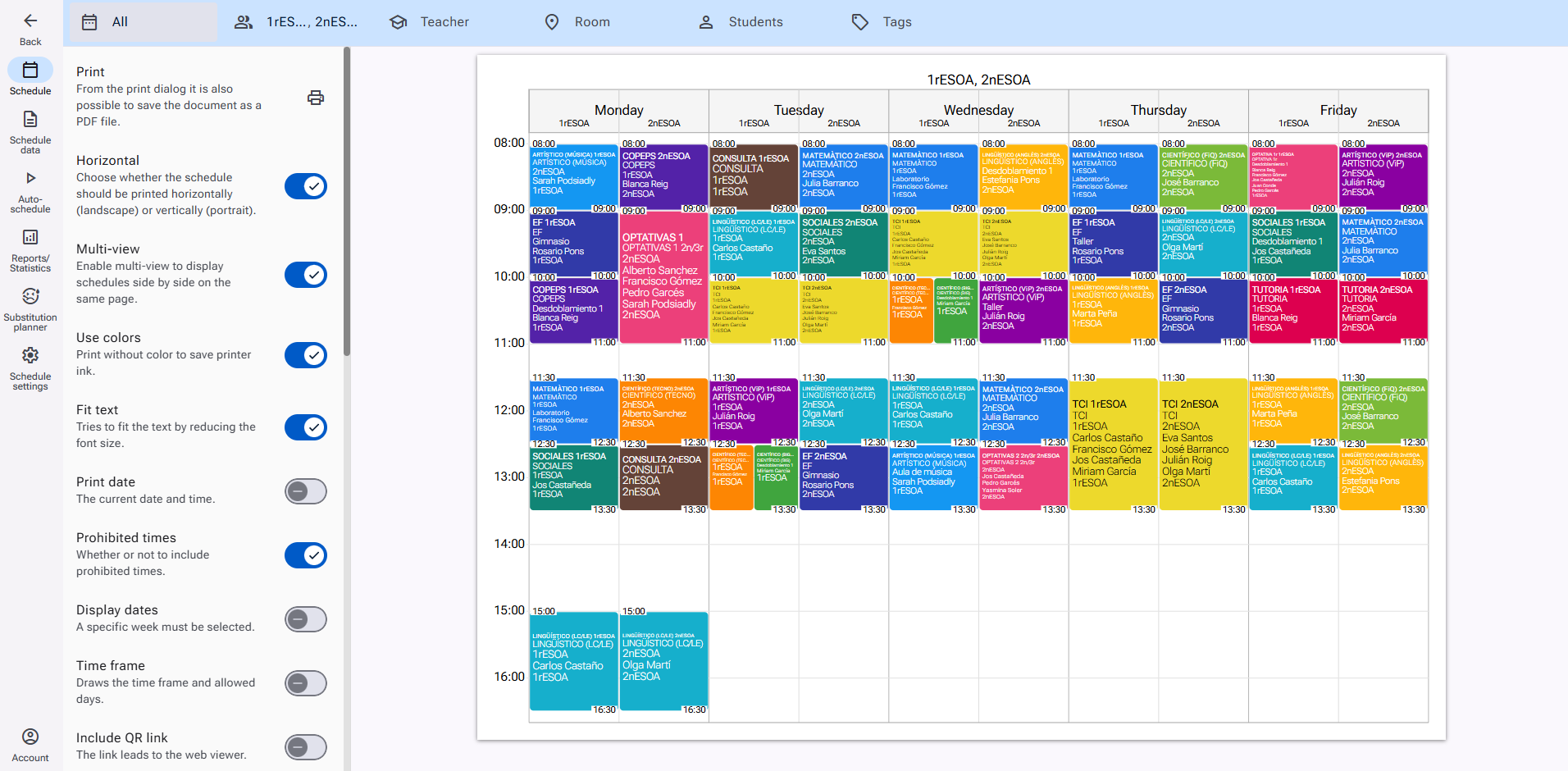 Generate, Edit, and Export the Schedule