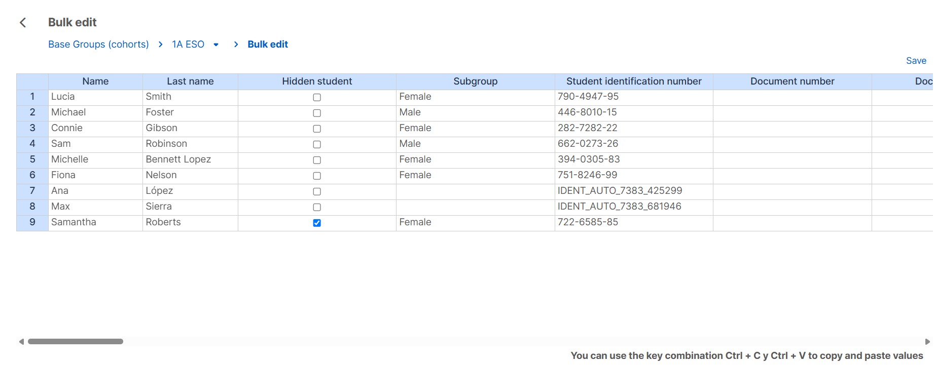 Students section for centers